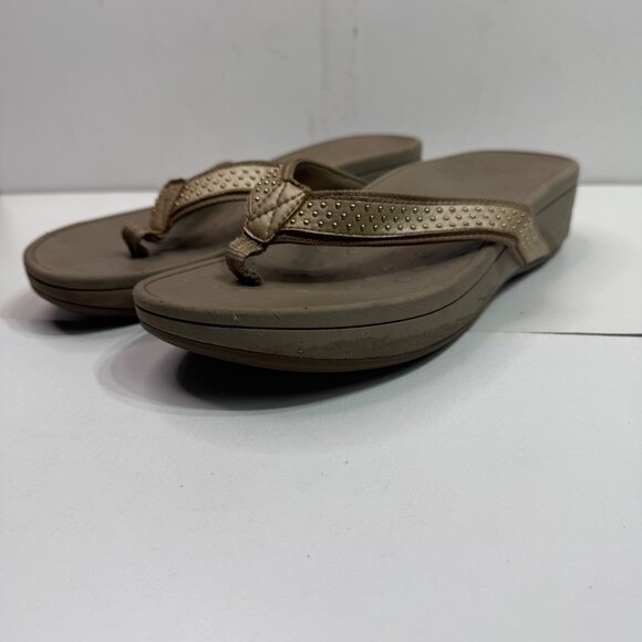 Vionic Womens Size 9 Brown Platform Sandals Bronze Studded Straps - Picture 9 of 9